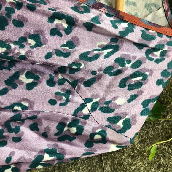 Rachel Antonoff Dress Willow Purple Orange Color Block Leopard Wrap xs NEW - Picture 4 of 9